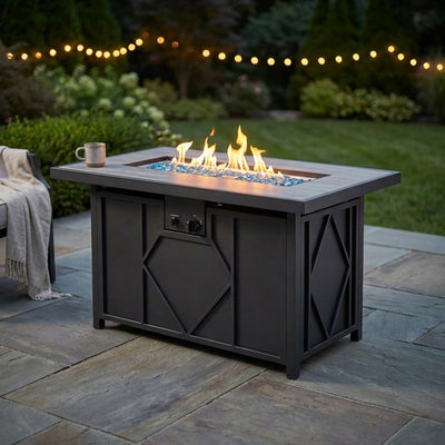 42 In. 60,000BTU Fire Pit Propane Gas Fire Pit Table Rectangular Tabletop