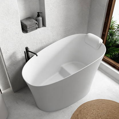 51" Solid Surface Oval Freestanding Glossy Bathtub