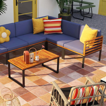 Patio Furniture Set: Patio Dining Set+Teak Wood Side Table+3 Pieces Patio Rattan Bistro Set