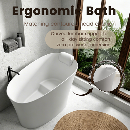 51" Solid Surface Oval Freestanding Glossy Bathtub