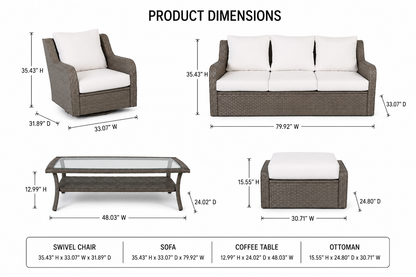 Luxury Rattan Patio Conversation Set