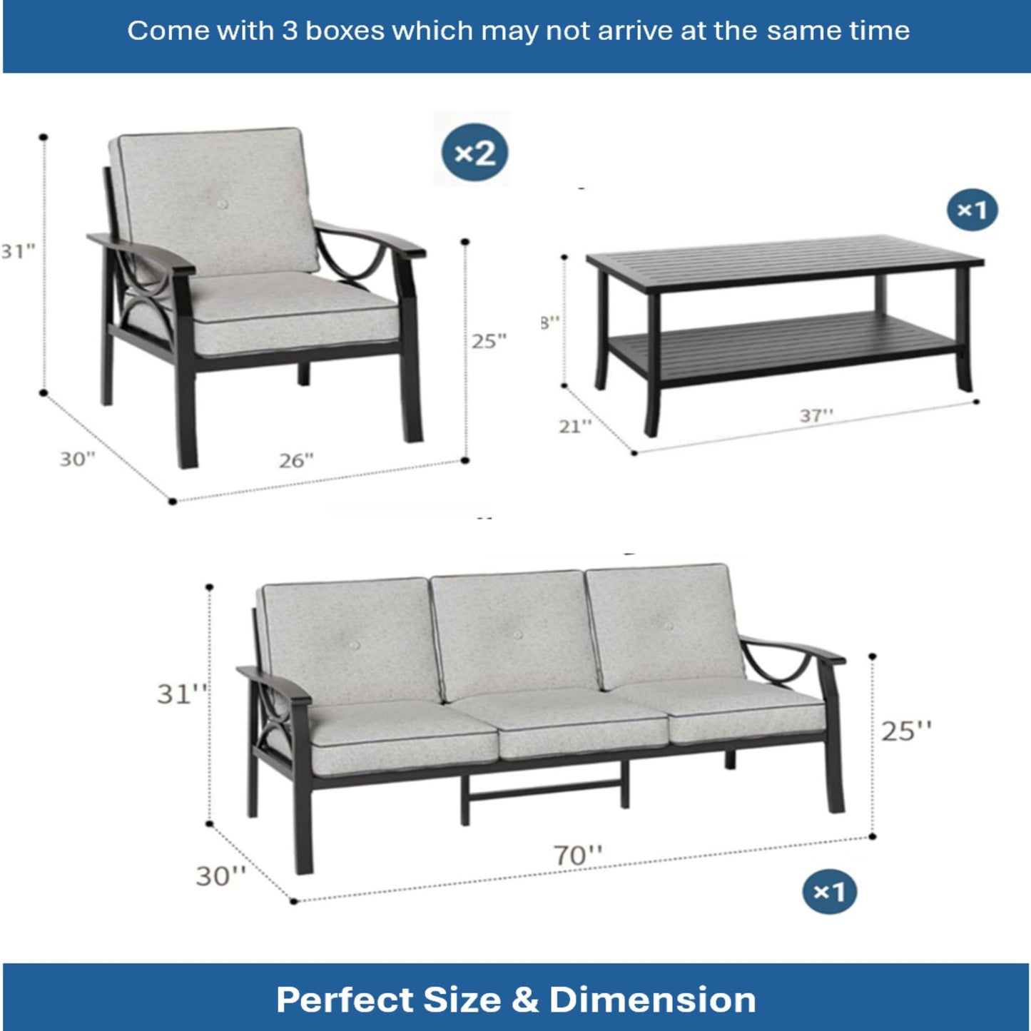 4-Piece Metal Patio Furniture Set