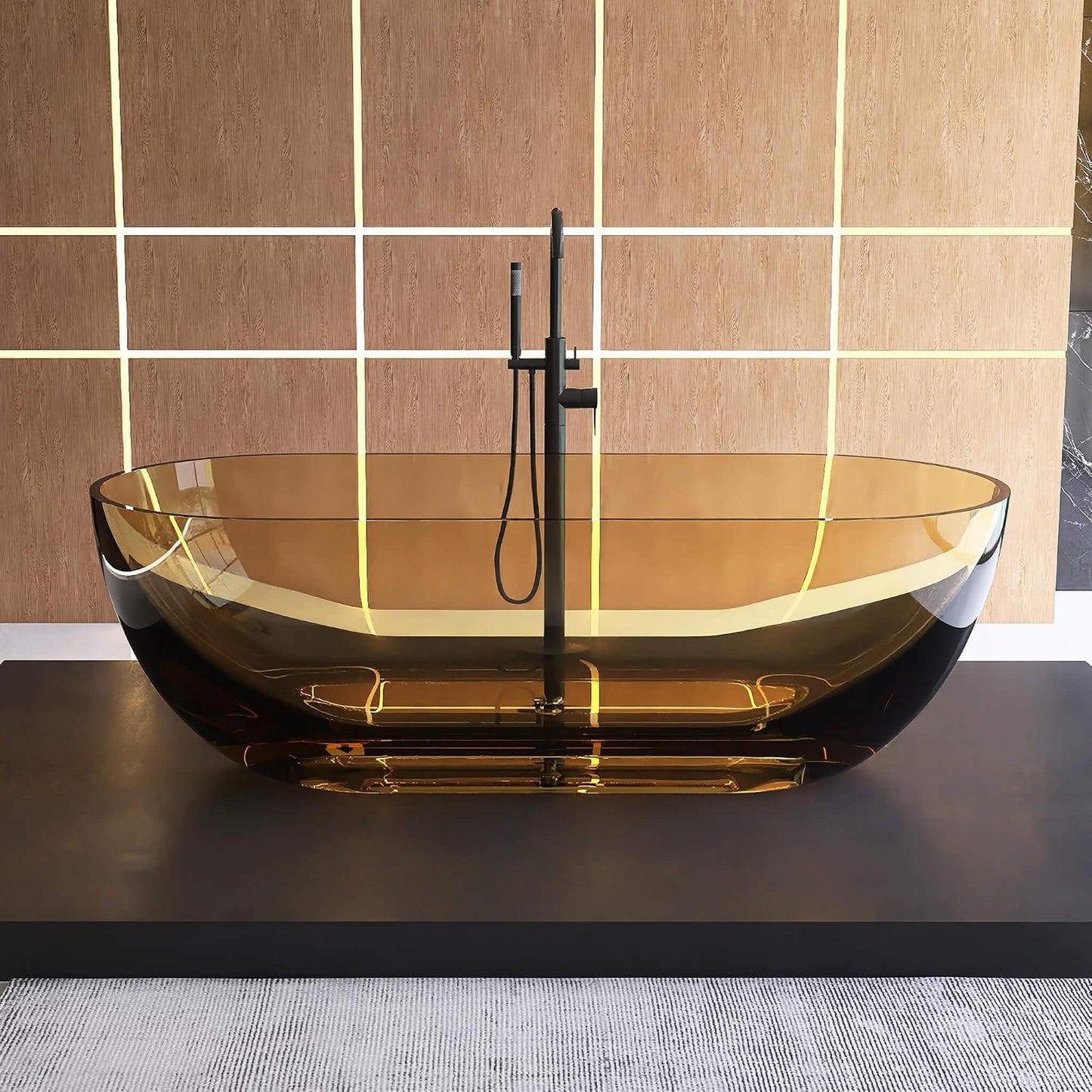 [69X30-Inch] Nuvia Freestanding Oval Stone Resin Soaking Tub With Overflow Drain (SAK35786)