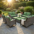 Patio Furniture Set 6-Piece Outdoor Patio Conversation Set with Green Cushions Lawn Furniture