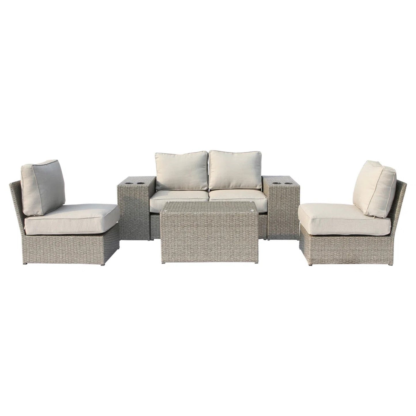 All-Weather Wicker Patio Sectional Set for 4