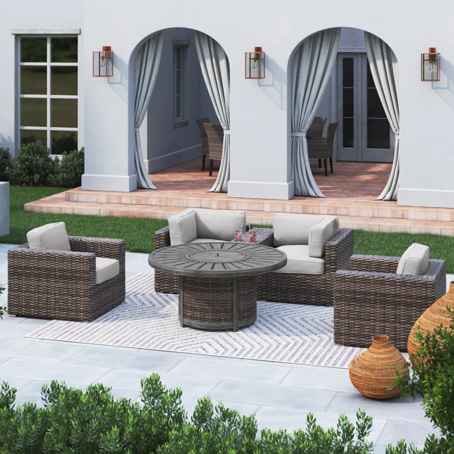 Fully Assembled Patio Seating Group for 4 with Cushions