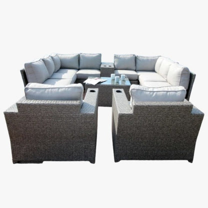 Fully Assembled 8-Person Outdoor Wicker Seating Group with Cushions