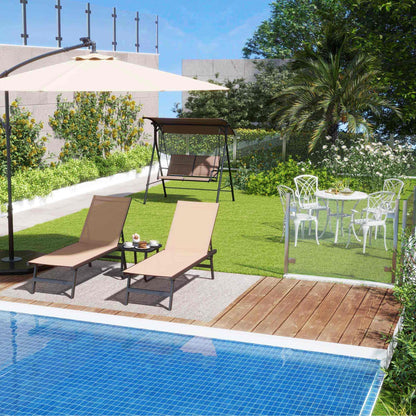 8-Piece Outdoor Furniture Set-Solar Umbrella Bistro Set Conversation Set Chaise Lounger Folding Bed Side Table Swing Chair & Dining Set