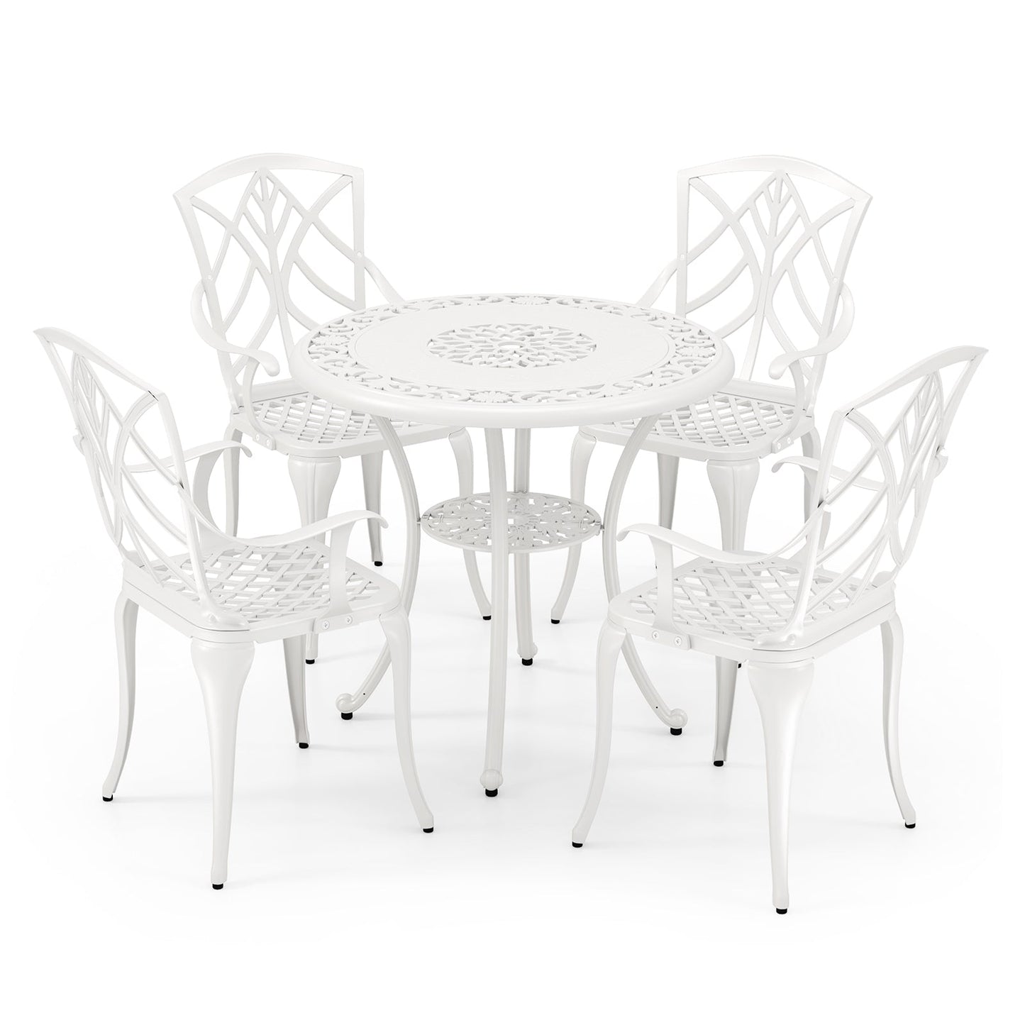 8-Piece Outdoor Furniture Set-Solar Umbrella Bistro Set Conversation Set Chaise Lounger Folding Bed Side Table Swing Chair & Dining Set