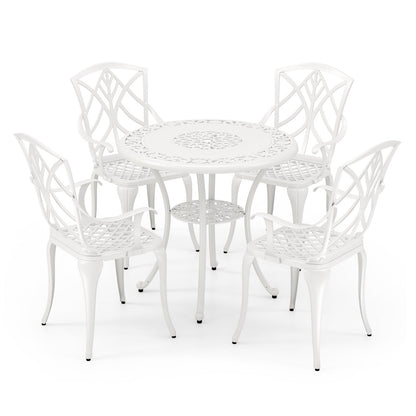 8-Piece Outdoor Furniture Set-Solar Umbrella Bistro Set Conversation Set Chaise Lounger Folding Bed Side Table Swing Chair & Dining Set