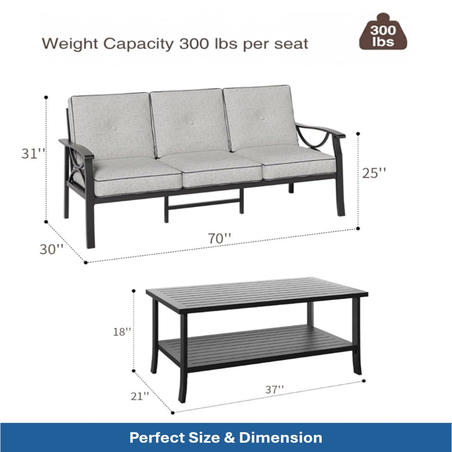 4-Piece Metal Patio Furniture Set