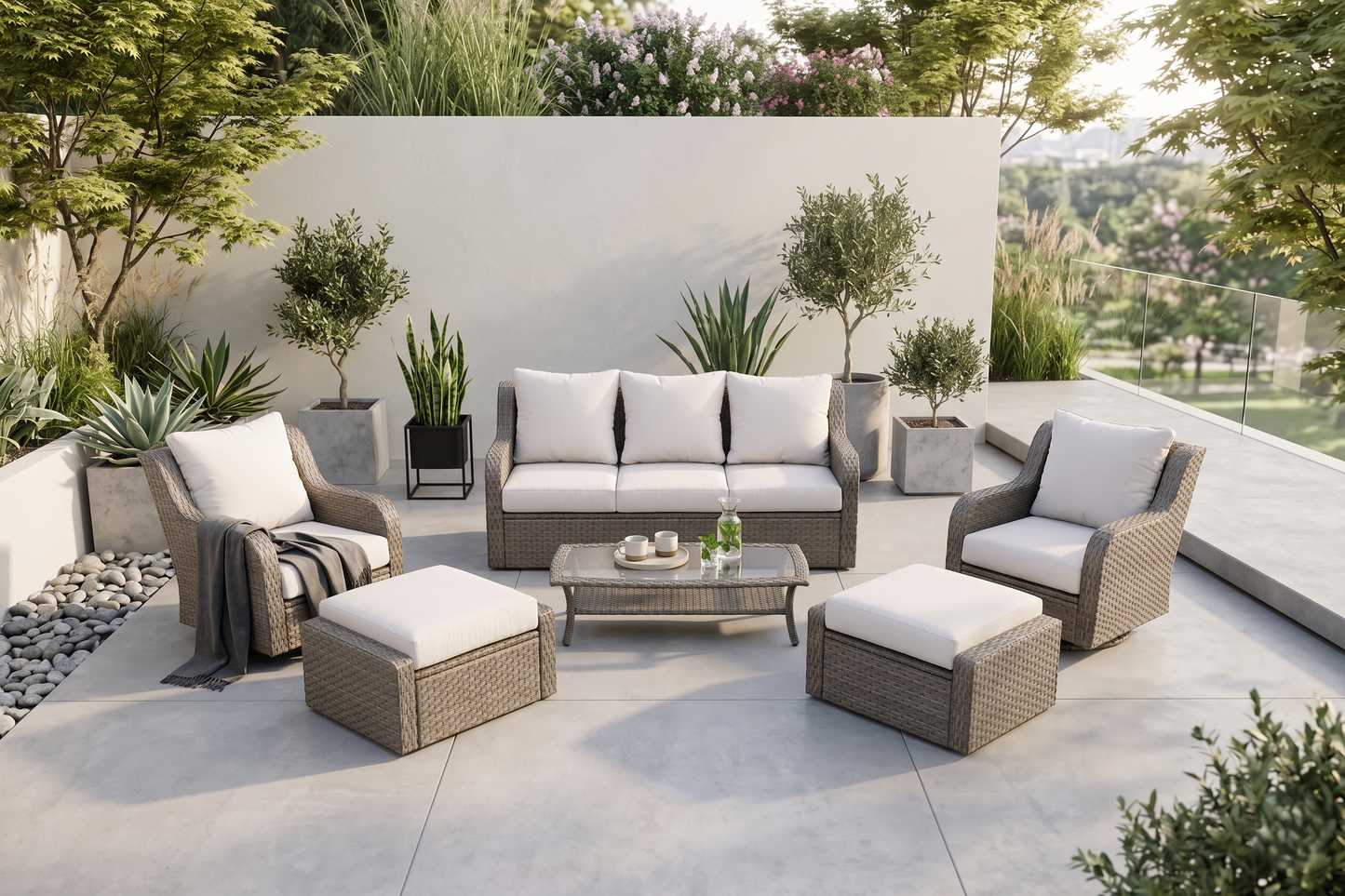 Luxury Rattan Patio Conversation Set