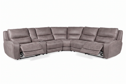 Branson Zero Slate 6-Piece Dual Power Reclining Modular Sectional with Storage Console
