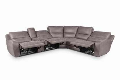 Branson Zero Slate 6-Piece Dual Power Reclining Modular Sectional with Storage Console