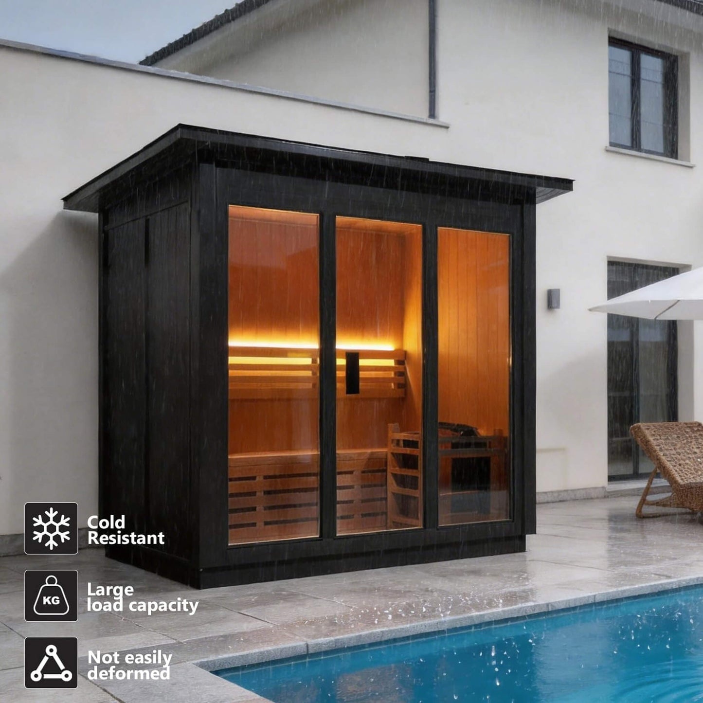 Custom 6-Person Luxury Canadian Hemlock Outdoor Steam Sauna With Heater And Stones [Made-To-Order] (SAK63821)