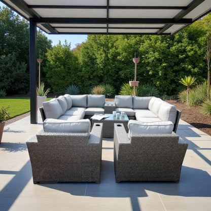 Fully Assembled 8-Person Outdoor Wicker Seating Group with Cushions