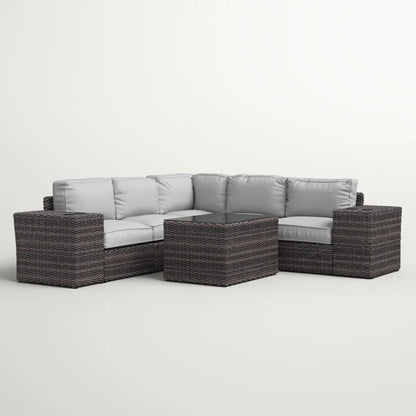 4-Seat Rattan Wicker Patio Furniture Set with Cushions