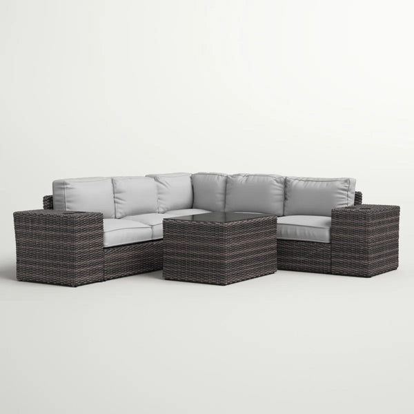 4-Seat Rattan Wicker Patio Furniture Set with Cushions