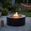 32 In. W X 13.5 In. H Iron Propane Gas Burning round Outdoor Patio Fire Pit in Dark Grey