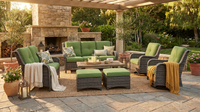 Patio Furniture Set 6-Piece Outdoor Patio Conversation Set with Green Cushions Lawn Furniture — Lifestyle